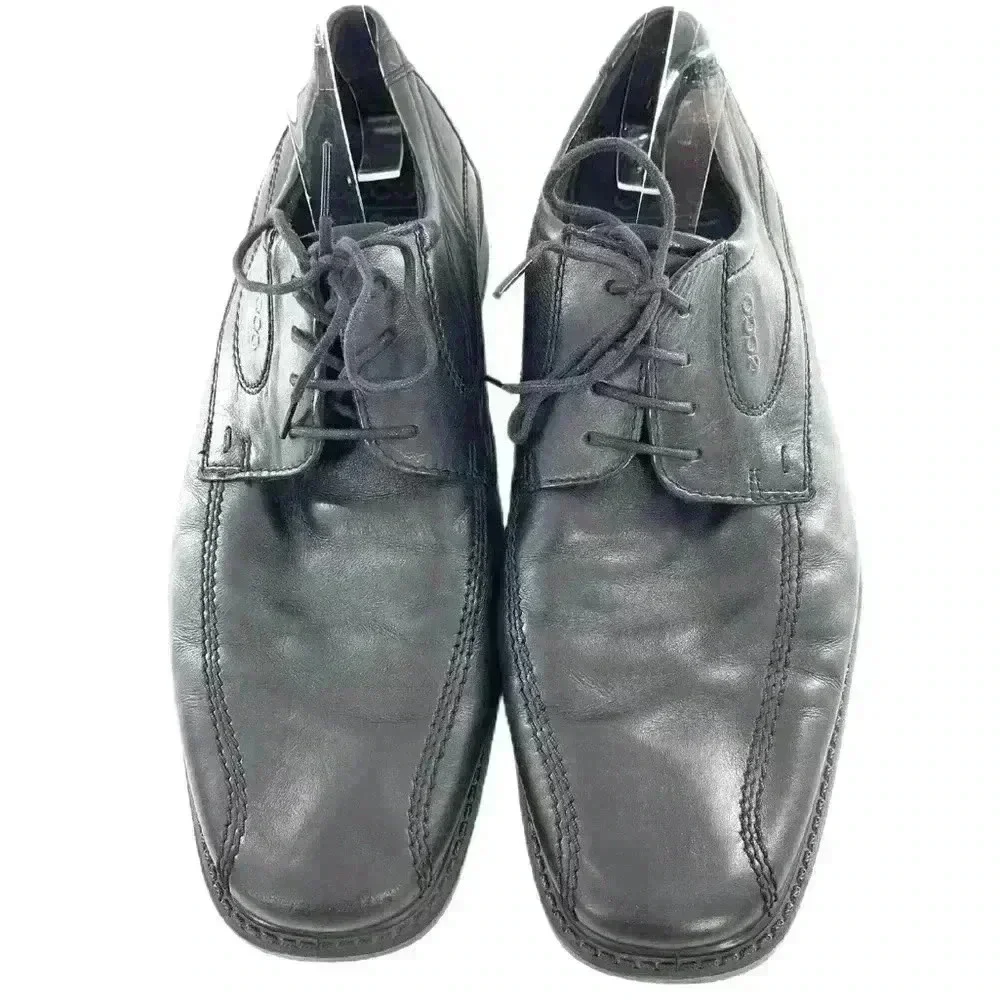 Ecco mens oxfords size 44 black leather lace up square toe